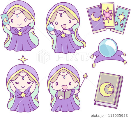 ディフォルメキャラの占い師セット 113035938