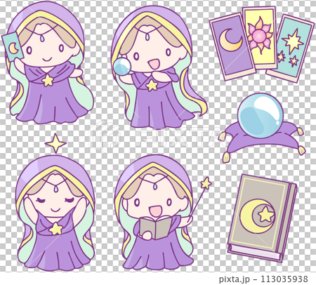 ディフォルメキャラの占い師セット 113035938