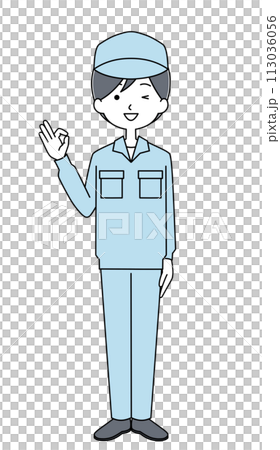 OK　作業着の女性のイラスト 113036056