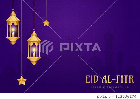 Vector Eid al-Fitr, Ramadhan decoration, Islamic background decorative greeting card 113036174