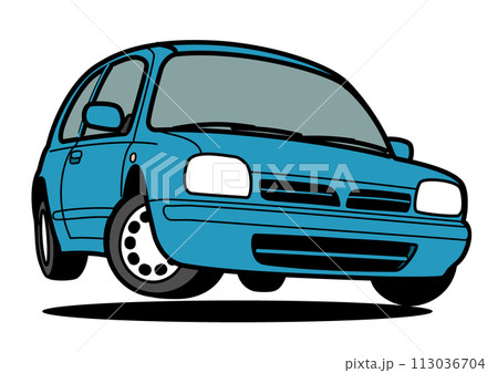 懐かしめ国産コンパクトカー 青色系 ジャンプ 自動車イラスト 懐かしめ国産コンパクトカー 青色系 ジャンプ 自動車イラスト 113036704
