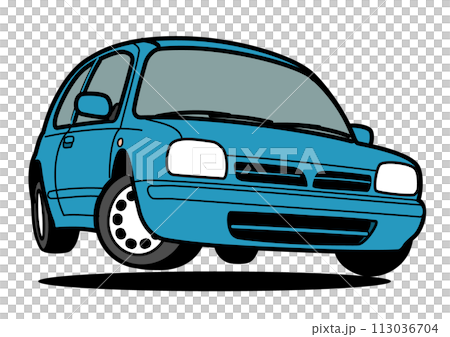 懐かしめ国産コンパクトカー 青色系 ジャンプ 自動車イラスト 懐かしめ国産コンパクトカー 青色系 ジャンプ 自動車イラスト 113036704