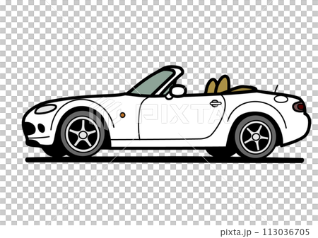 国産コンパクトオープンスポーツ　白色　自動車イラスト 113036705