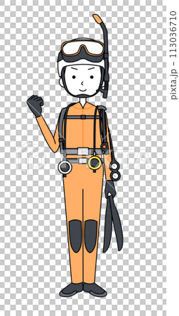 Guts pose firefighter female (water rescue team) 113036710