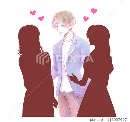 モテている男性　影絵 113037697