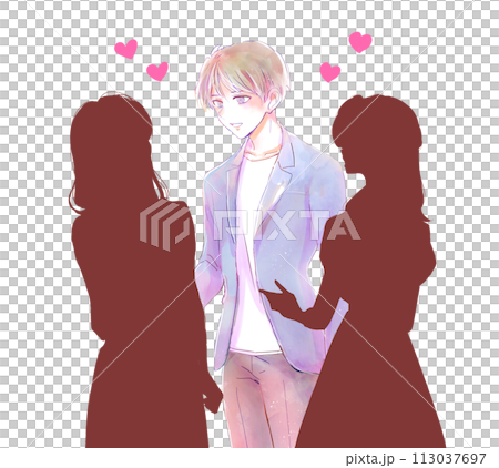 モテている男性　影絵 113037697