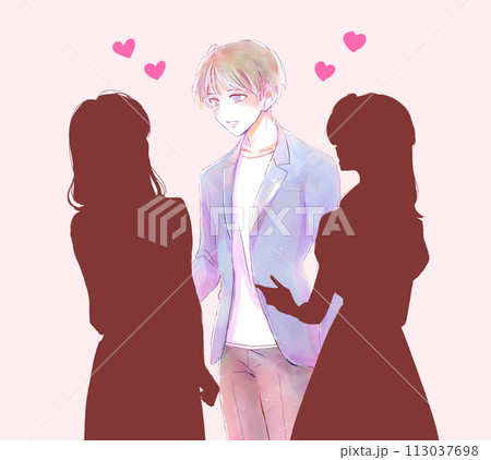 モテている男性　影絵 113037698