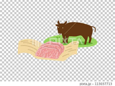 大理石紋和牛的插圖 大理石紋和牛的插圖 113037713