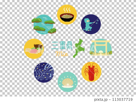 三重県　丸イラストセット 113037719