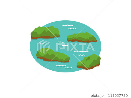 海に浮かぶ島々のイラスト 113037720