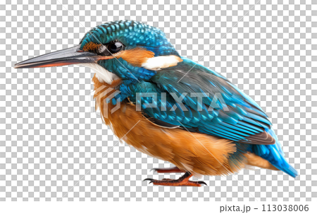 Kingfisher Bird Isolated on White Background 113038006