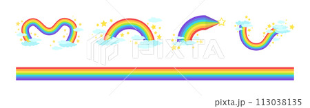 Rainbow Different Shape with Fluffy Cloud Vector Set Rainbow Different Shape with Fluffy Cloud Vector Set 113038135