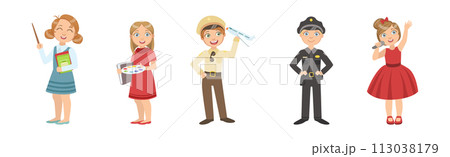 Little Boy and Girl Character in Professional Uniform Vector Set Little Boy and Girl Character in Professional Uniform Vector Set 113038179