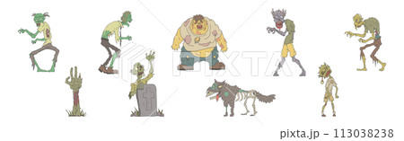 Comic Zombie Monster and Halloween Beast Vector Set Comic Zombie Monster and Halloween Beast Vector Set 113038238