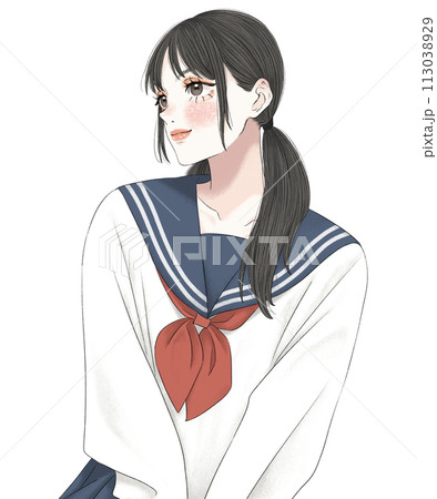 やる気のあるセーラー服の女子学生 やる気のあるセーラー服の女子学生 113038929