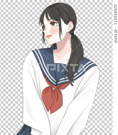 やる気のあるセーラー服の女子学生 やる気のあるセーラー服の女子学生 113038929