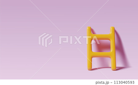 3D ladder on empty pink wall background with realistic shadow minimal three dimensional banner 113040593
