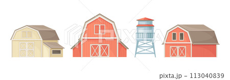 Rural Building with Water Tower and Barn Vector...のイラスト素材 [113040839 ...