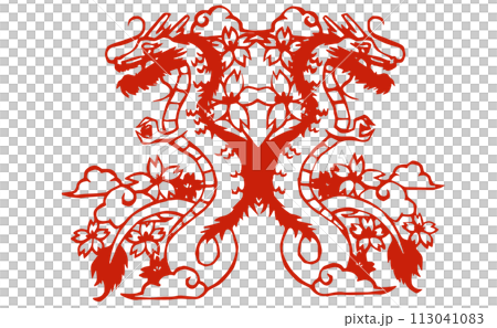 Japanese style illustration of red dragon 113041083