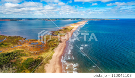 Sandy beach on the Atlantic Ocean. Cavendish, Prince Edward Island, Canada 113041108