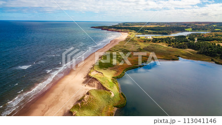 Sandy beach on the Atlantic Ocean. Cavendish, Prince Edward Island, Canada 113041146