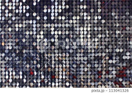 festive, shiny background in the form of rows of silver circles 113041326
