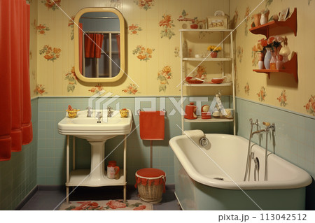 Old retro bathroom interior 113042512