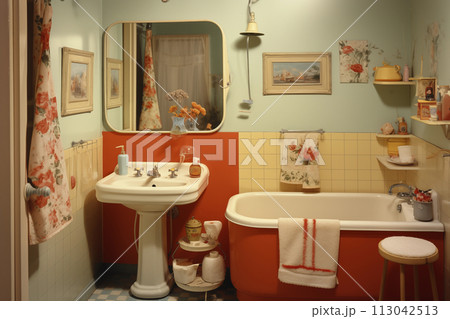 Old retro bathroom interior 113042513