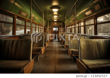 Interior of old vintage bus 113042527
