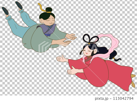 Illustration of Hikoboshi and Orihime facing each other 113042794