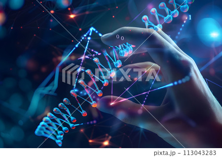 The hand of a researcher solving the issues of biohacking, DNA, life extension, health optimization, smart medicines The hand of a researcher solving the issues of biohacking, DNA, life extension, health optimization, smart medicines 113043283