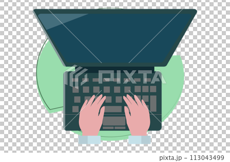パソコンをタイピングする手。ベクターイラスト パソコンをタイピングする手。ベクターイラスト 113043499