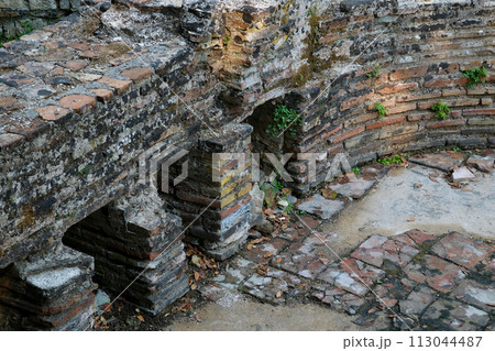 Ruins of Great Basilica in Butrint National Park, Buthrotum, Albania. Triconch Palace at Butrint Life and death of an ancient Roman house Historical medieval Venetian Tower surrounded. High quality Ruins of Great Basilica in Butrint National Park, Buthrotum, Albania. Triconch Palace at Butrint Life and death of an ancient Roman house Historical medieval Venetian Tower surrounded. High quality 113044487