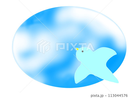 青い鳥と青空のシンプルなイラスト 113044576