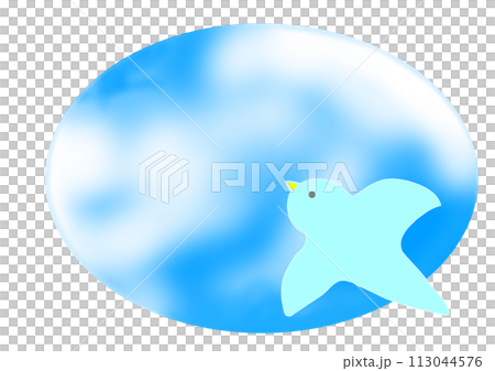 青い鳥と青空のシンプルなイラスト 113044576
