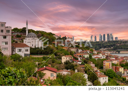 Sunset Over Kuzguncuk Neighbourhood With Haci Mehmet Ali Ozturk Mosque 113045241