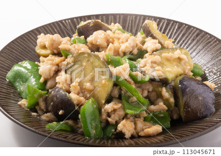 なすとピーマンの肉みそ炒め（鶏肉） 113045671