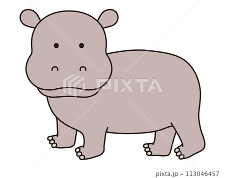 かわいいカバのベクターイラスト。アイコン、動物のイラスト素材