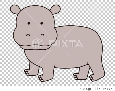 可愛河馬的向量圖。圖示、動物 113046457