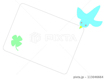 青い鳥と四つ葉のクローバーのメッセージカード 青い鳥と四つ葉のクローバーのメッセージカード 113046664