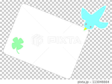 青い鳥と四つ葉のクローバーのメッセージカード 青い鳥と四つ葉のクローバーのメッセージカード 113046664