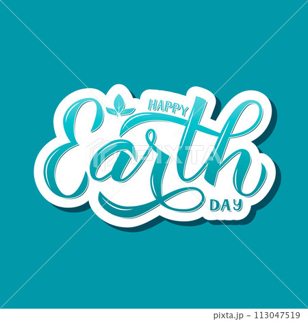 Happy Earth Day calligraphy hand lettering on blue background. Vector template for typography poster banner, flyer, greeting card, etc. Happy Earth Day calligraphy hand lettering on blue background. Vector template for typography poster banner, flyer, greeting card, etc. 113047519