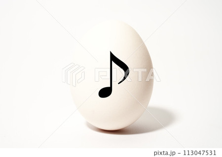 白い玉子の記号文字のイメージ素材 113047531