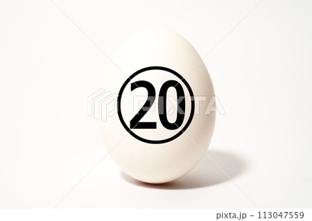 白い玉子の記号文字のイメージ素材 113047559