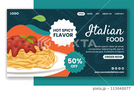 Italian Food Social Media Landing Page Cartoon Hand Drawn Templates Background Illustration Italian Food Social Media Landing Page Cartoon Hand Drawn Templates Background Illustration 113048077