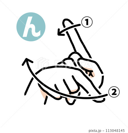 手話の指文字「ん」 手話の指文字「ん」 113048145