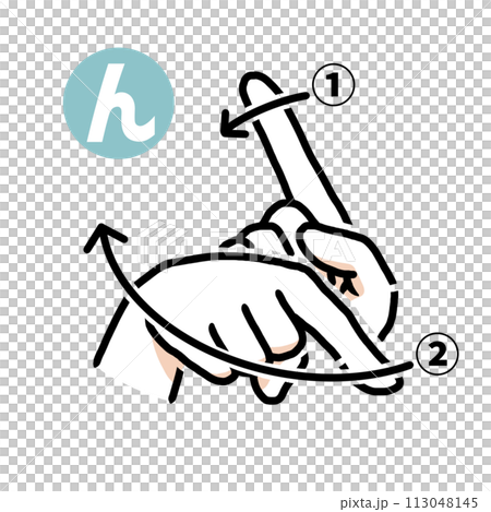 手話の指文字「ん」 手話の指文字「ん」 113048145