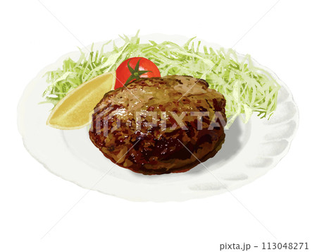 ハンバーグ（付け合わせ付き）ソースなし 113048271