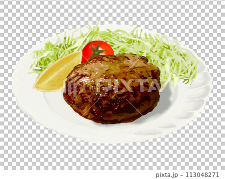 ハンバーグ（付け合わせ付き）ソースなし 113048271