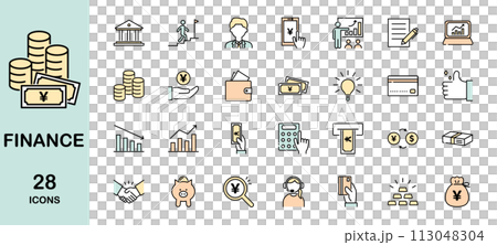 Money-related icon set color Money-related icon set color 113048304